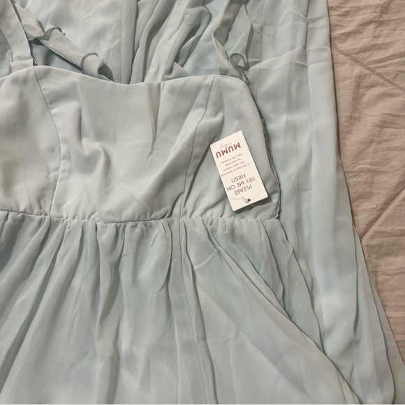 Show Me Your MuMu Women’s Maxi Flutter Strap Sleeves Bridesmaid Dress Size Large - Picture 11 of 12